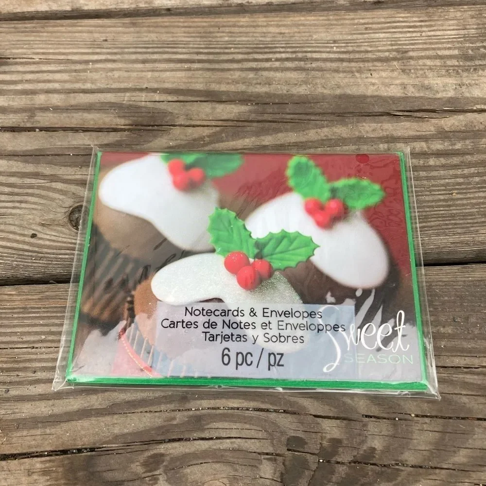 ***4/$20 CHRISTMAS CUPCAKES BLANK NOTE CARDS W ENVELOPES